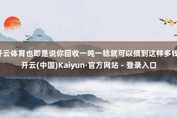 开云体育也即是说你回收一吨一稔就可以搞到这样多钱-开云(中国)Kaiyun·官方网站 - 登录入口